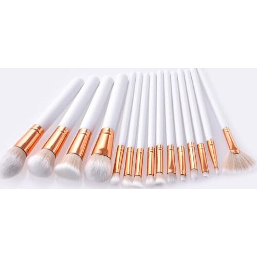 15PCS Makeup Brushes Set White wooden handle For Powder Contour Blusher Liquid Cream Eyeshadow Cosmetics tools T15007