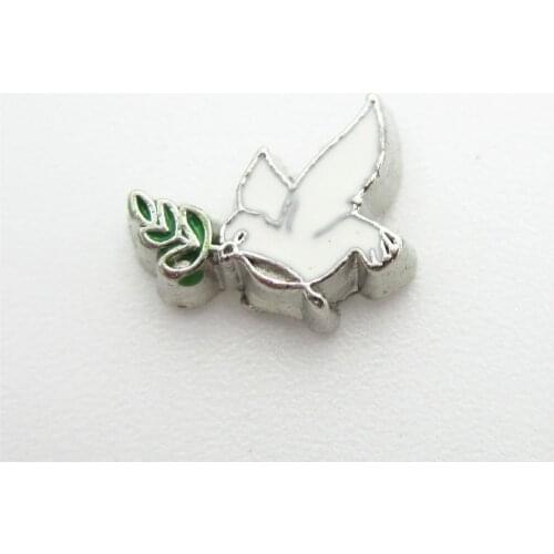 New arrive 20pcs/lot bird of peace dove floating charms living glass memory floating pendant lockets charms diy jewelry