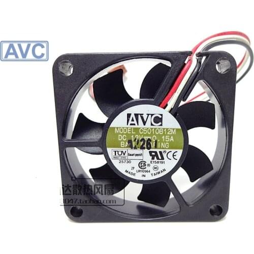 Original AVC C5010B12M 3 wires 5cm 50mm cooling fan DC 12V 0.15A server inverter cooler