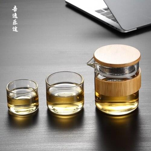 Portable Glass Teaware Sets Travel Tea Water Bottle Drinking With Bag Outdoor Glass Tea Water Cup Tea Filter Strainer Teaware