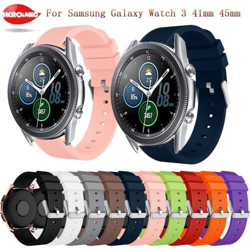 Soft Silicone Wrist Band Strap for Samsung Galaxy Watch 46mm /Galaxy Watch 42mm/ Galaxy Watch 3 45MM 41MM mart watch Wrist strap