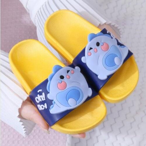 New Summer Fashion Childrens Slippers For Boy Girl Slippers PVC Soft Bottom Non-slip Beach Sandals Kids Home Bathroom shoes