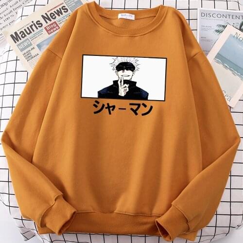 Satoru Gojo Shaman Anime Printing Sweatshirts Men Autumn Warm Fleece Hoodies Hip Hop Fit Hoodie Casual Big Size Clothing Unisex
