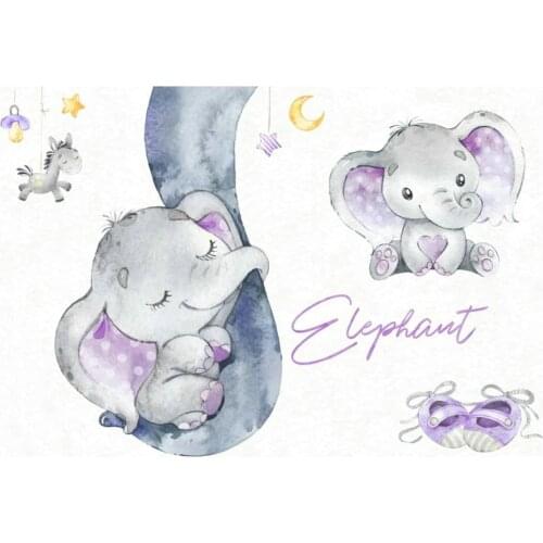 Navy Blue Elephant Baby Shower Backdrop Party Photography Background Holiday Celebration Photo Booth Studio Decor