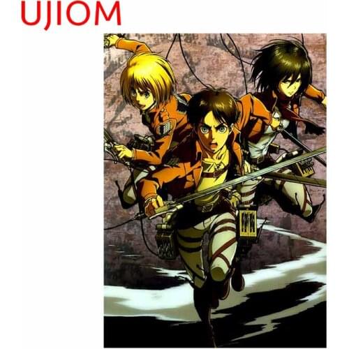 UJIOM Attack on Titan Personalise Decor Poster Bedroom Accessories Room Decor Wall Stickers Living Room Decoration Decals