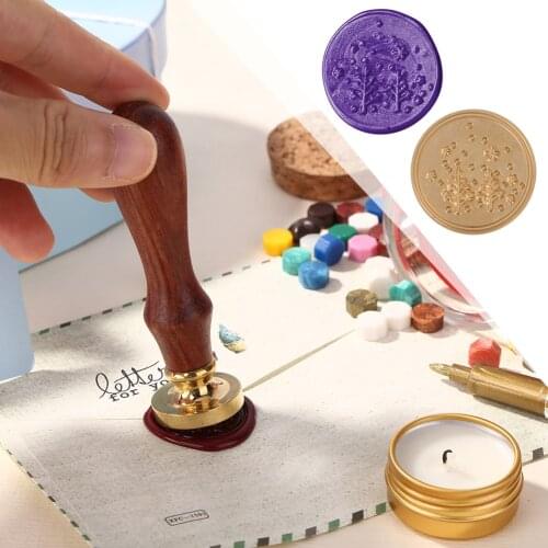 Retro Wax Seal Plant Pattern Sealing Wax Stamp Wood Handle Envelope Wedding Invitations DIY Decorative Craft Gifts