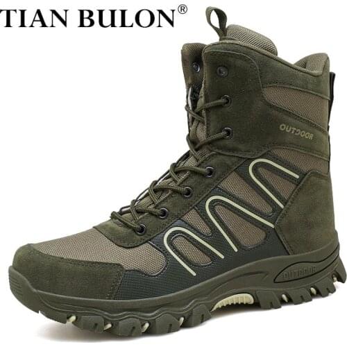 Winter Men Military Shoes Desert Special Tactical Combat Boots Outdoor Leather Trekking Hiking Shoes Non-slip Ankle Boots Men