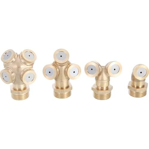 1 2 3 4 Hole 1/2Inch Brass Misting Nozzle Hose Connectors Atomizing Spray Fitting For Sprinklers Connector Heads Garden Supplies