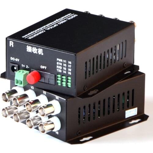 1 Pair 2 Pieces/lot 8 Channel Video Optical Converter fiber optic video optical transmitter & receiver 8CH +RS485 Data