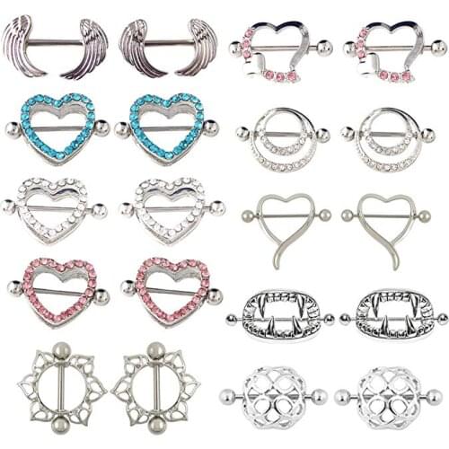 10 Pair Nipple rings Different Shape Nickel free Body Piercing Jewelry Surgical Steel