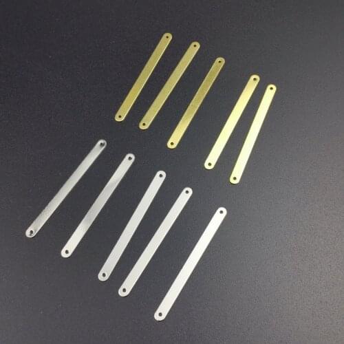 10pieces / lot 44mm brass color Double hole strip Slice Charms base Setting Jewelry DIY Components Findings