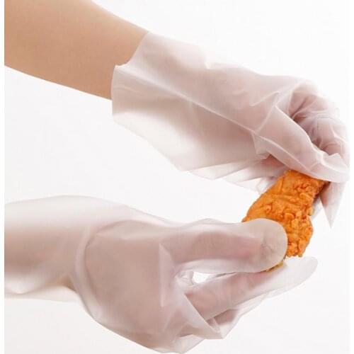 100Pcs Disposable Gloves Food Grade Plastic Gloves Non-slip Oil Proof TPE Kids Adults Food Gloves for Salon Restaurant Kitchen