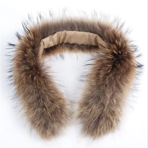 2020 New Winter Fur Trim of Down Luxury Coat Fur Strip/Hooded Warm Real Fur Collar Scarves 100% Genuine Raccoon Fur Scarf