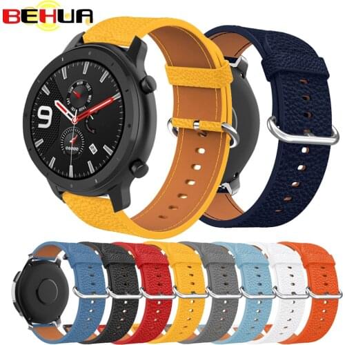 22mm Bands for Huami Amazfit GTR 47mm watch Strap Leather smartwatch New wristband bracelet for huawei watch GT/Honor magic band