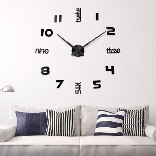 3D Wall Clock Mirror Wall Stickers Big Wall Clock Creative DIY Wall Clocks Removable Art Decal Sticker Living Room Quartz Needle