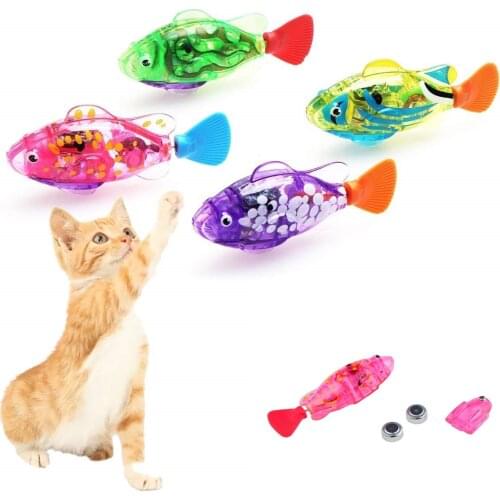 4PCS Cat Interactive Electric Fish Toy Water Cat Toy for Indoor Play Swimming Fish Toy for Cat and Dog with LED Light Pet Toys