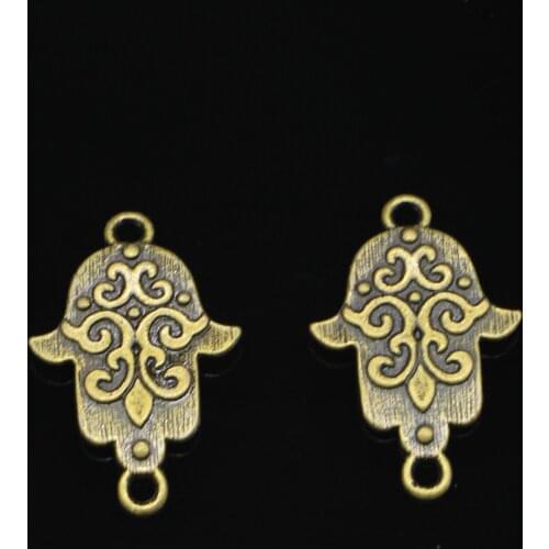 50pcs Antique Bronze Plated hamsa palm protection Charms for Jewelry Making DIY Handmade Pendants 34*23mm