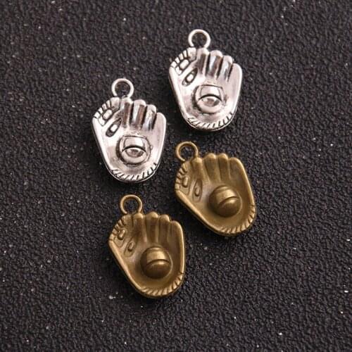 6pcs 14*20mm two color Baseball glove & baseball Charms Fit Bracelets Necklace DIY Metal Jewelry Making