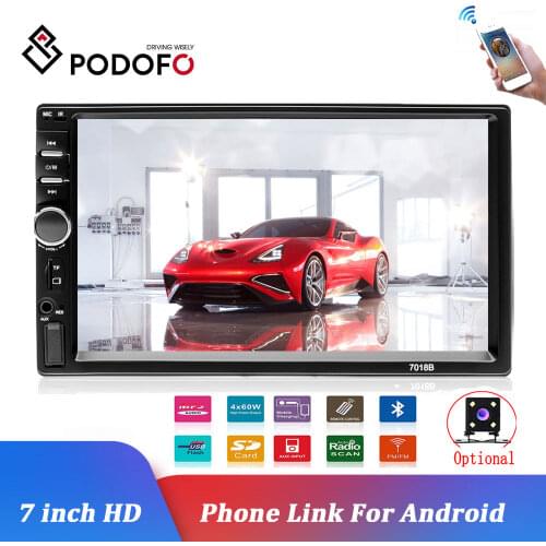 Podofo Car Radio Autoradio 2Din 7" HD Car Multimedia player Audio Stereo Touch Screen auto MP5 Player Bluetooth TF USB FM camera