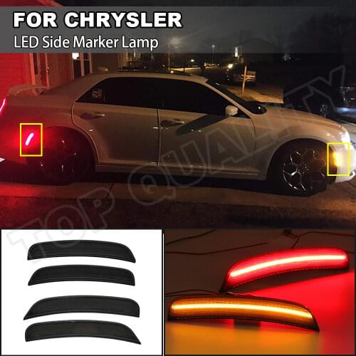 Car Front+Rear LED Side Marker Light Error Free For Chrysler 300C 2015 2016 2017 2018 2019 Amber+Red Turn Signal Fender Lamps
