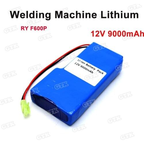 Large capacity 12v 9ah lithium battery pack 9000mah with BMS rechargeable for Welding Machine RY F600P+1A charger