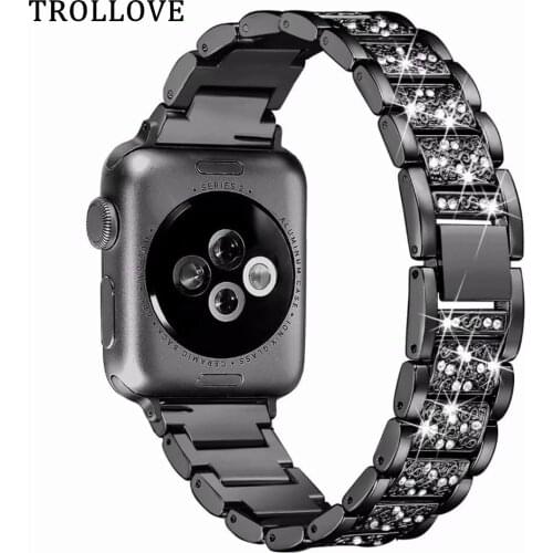 40mm 44mm Women Watch band for Apple Watch Bands 38mm 42mm Diamond Stainless Steel Strap for iwatch Series 4 3 2 1 Bracelet