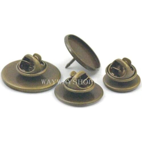 25 Sets Tie Tack Finding Pin Brass Round Pinch Pad Clutch Back Blank Brooch Dress Crafts 12mm 16mm 20mm (0.47" 0.63" 0.78")