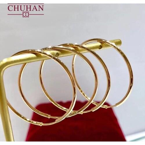 CHUHAN 18k Gold European American Fashion Ear Ring Womens Exaggerated Large Earrings Fine Jewelry for Woman Au750 Wedding Gift