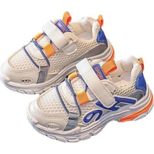 Childrens shoes spring and autumn 2021 new boys' breathable soft hollow mesh leisure girls' soft sole antiskid sports shoes