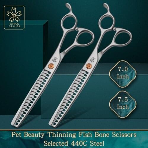 Pet Beauty thinning fish bone scissors 7.0 "domestic 440C special beauty scissors for Teddy Bomei dogs