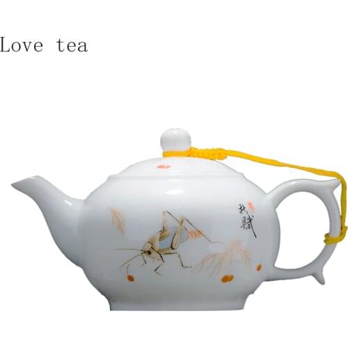 Ceramic teapot Kung Fu tea set 1000ml blue and white porcelain hand-painted single pot high white porcelain leisure tea bowl
