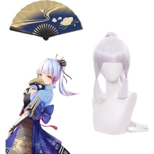 Genshin Impact Princess Kamisato Ayaka Cosplay Costume Halloween Girl Cos Props Wig Fan Accessories Hand Fan