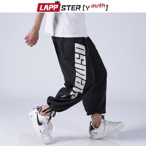 LAPPSTER-Youth Men Side Striped Harem Pants 2020 Mens Japanese Streetwear Hip Hop Sweat Pants Baggy Joggers Pants Plus Size