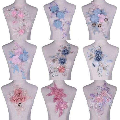 Fashion Flower Lace Embroidered Neckline Collar Trim Clothes Patches Sewing Craft Wedding Dress Appliques Scrapbooking