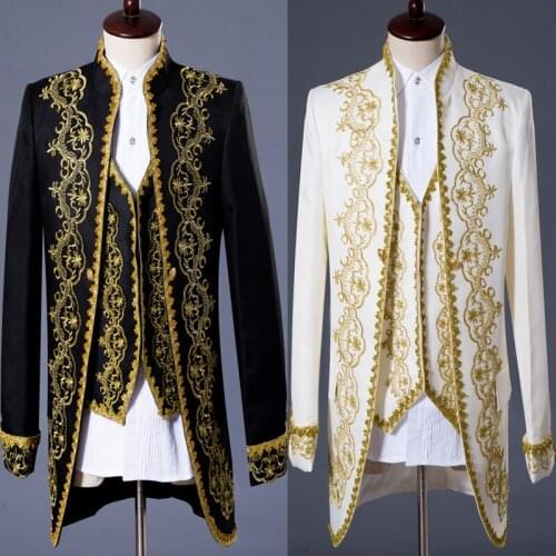 Mens Suit Three-piece Court Service Burst Models Host Show Dress Studio Suit Men Blazers 2020 Ropa De Hombre Blazer for Men