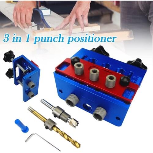 Tool kit 3-in-1 Dowelling Jig for Metric Dowels 8/10/15mm Precise Dowel Jig Kit Adjustable Woodworking Drilling Clamp Tools TN88
