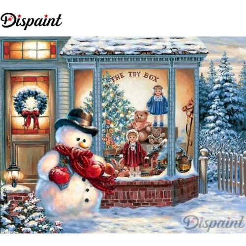Dispaint Full Square/Round Drill 5D DIY Diamond Painting "Snowman window" Embroidery Cross Stitch 5D Home Decor A11728
