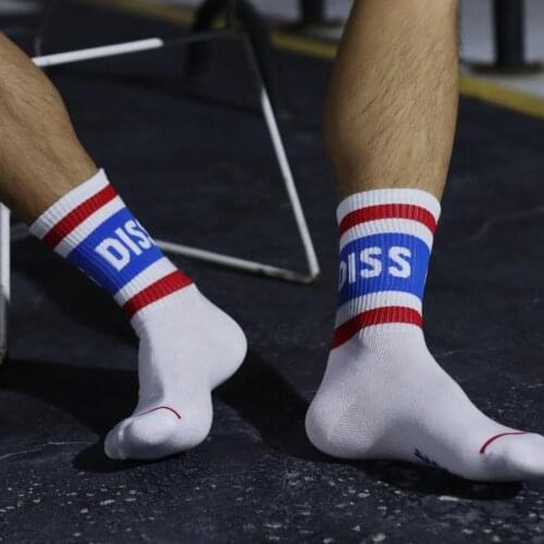 Men socks women street good quality white style sock rock roll hip hop boy girl cotton long brand new 1Pairs/a Lot