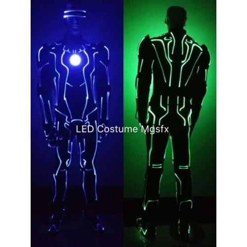 DMX Program control Optical Fiber LED dance costume Color change LED light Suits LED Robot