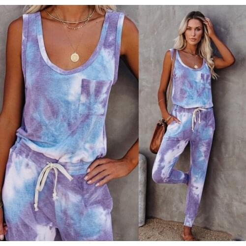 Sleeveless Tie Dye Two Piece Set Women Jogging Tracksuit Plus Size Sport Set Stayhome Style Loose Casual Loungewear 2021 New