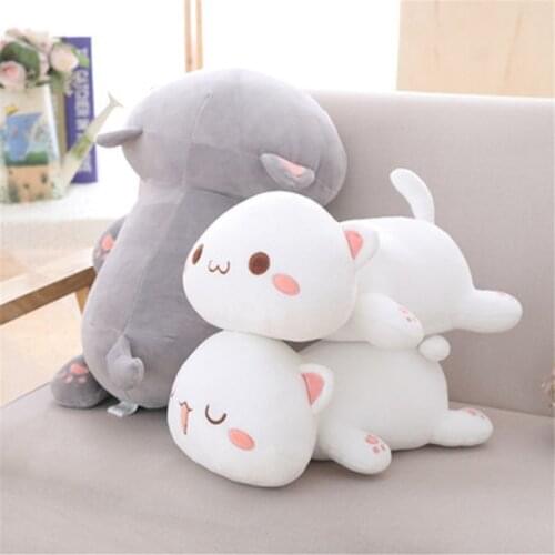 Dropshipping 1pc 35/50/65cm Kawaii Lying Cat Plush Toys Stuffed Cute Cat Doll Lovely Animal Pillow Soft Cartoon Cushion Kid Gift
