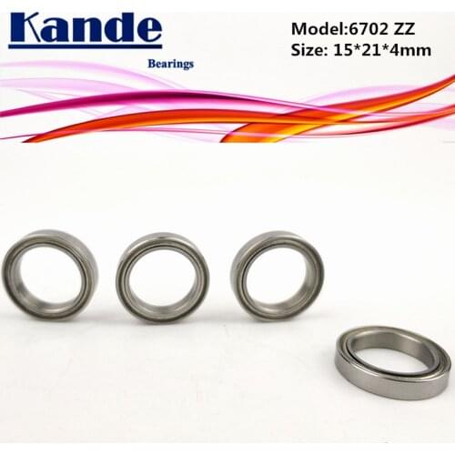 6702 ZZ 4pcs 15x21x4 ABEC-1 6702ZZ Thin Section Deep Groove Ball Bearing 6702