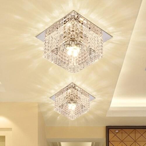Modern Crystal Glass LED Ceiling Light Hallway Living Room Foyer Ceiling Mounted/Recessed Lamp 3W 5W Dia100mm Ceiling Lamp