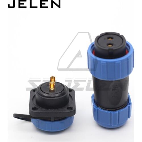 SP21 waterproof connector plug and socket with flange 4 hole 2 pin IP68 power cable connector