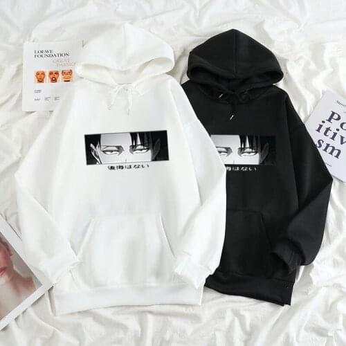 XS-4XL Standard Size Hot Levi Ackerman Japanse Anime Hoodies Women/ Man Fleece Thick Warm Long Sleeve Harajuku Sudadera Mujer