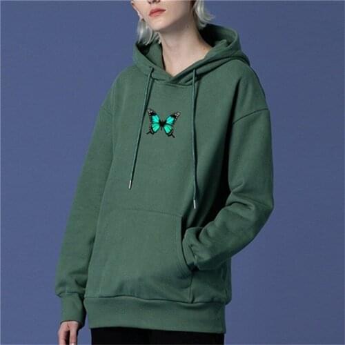 Butterfly Print Graphics Hoodies For Girls Streetwear Hip Hop Sweatshirt Women Hipster Casual Hoody Korean Clothes