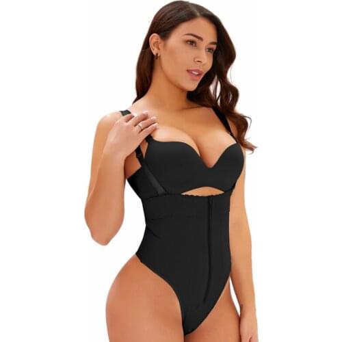 Zip Tummy Slimming Underwear Backless Body Shaper Thong Shapewear Sexy Seamless Waist Control Underbust Bodysuit Modeling Strap