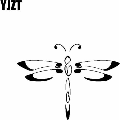 YJZT 12.9CM*9.6CM Delicate Dragonfly Lightness Vinyl Decal Car Sticker Black/Silver C19-0644