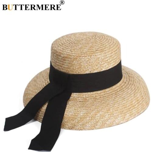 BUTTERMERE Sun Hat Womens Designer Straw Hat Summer Beach Sun Hat Lady French Retro Wide Brim Fashion Brand Female Hat