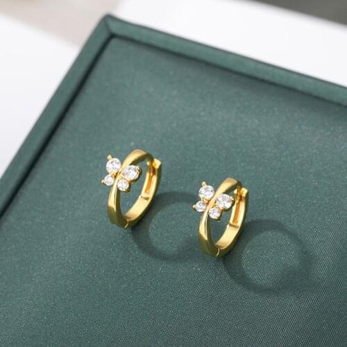 2021 Trend Butterfly Earrings for Women Fashion Piercing Zircon Woman Earring Cute Jewelry Stainless steel Earrings For Gift
